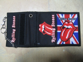 Rolling Stones, hrubá pevná textilná peňaženka s retiazkou a karabínkou